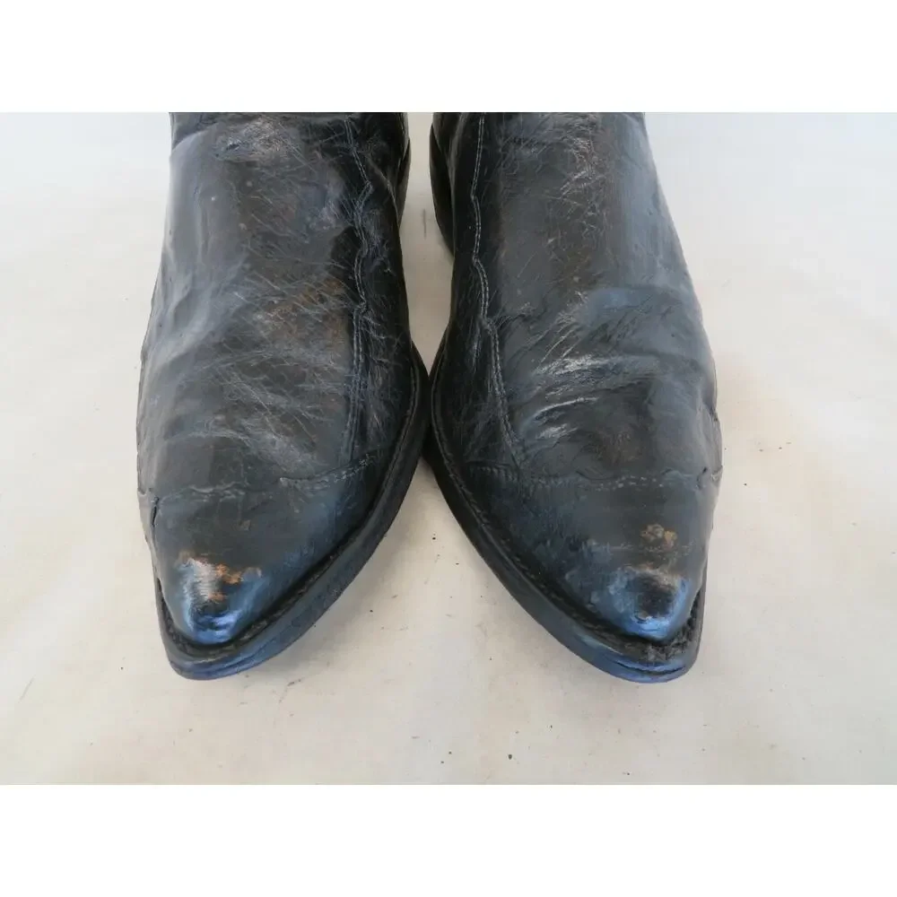TONY LAMA Distress Brown Leather Ostrich Cowboy Western Boots Mens Size 9.5 D